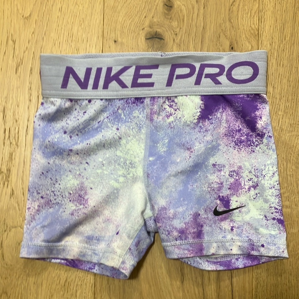 Nike Pro Splatter Purple and Gray Shorts